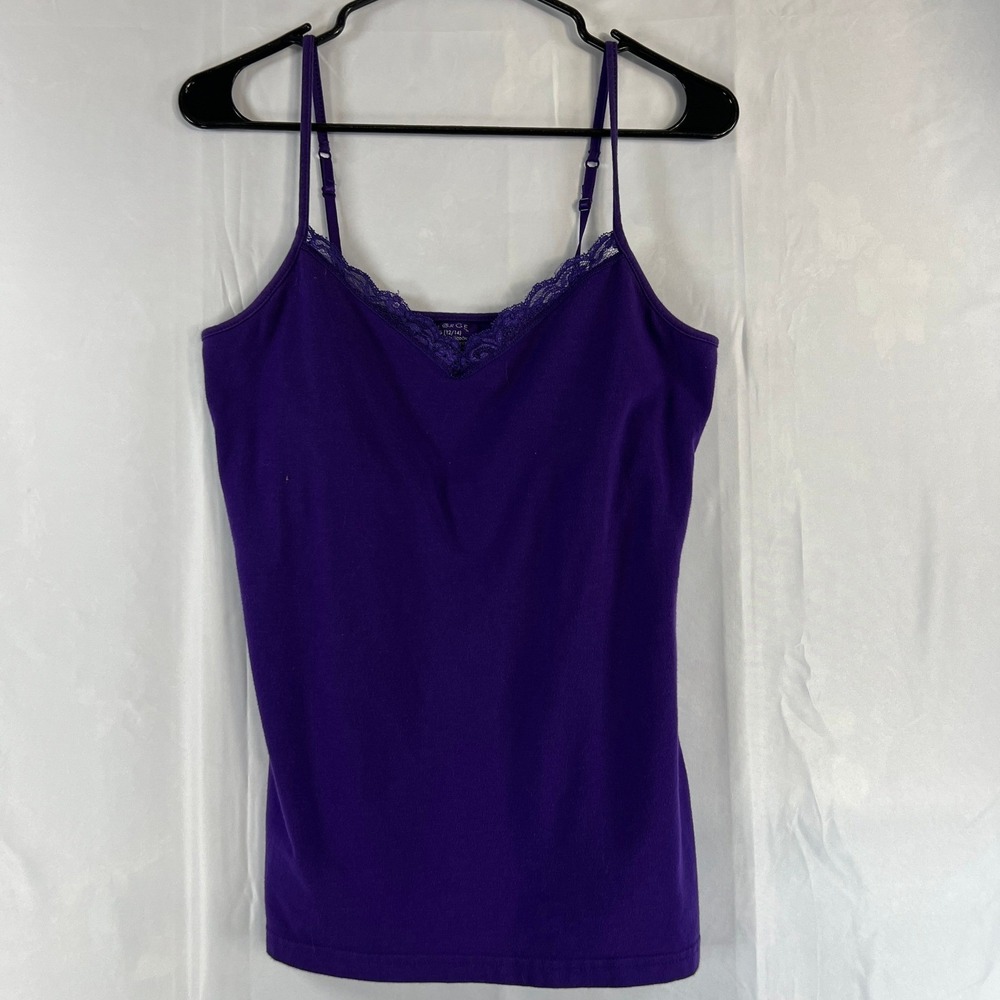 George Womens Purple Concord Lace Trim Cami Tank Top Large 12-14 GL48T-CR216